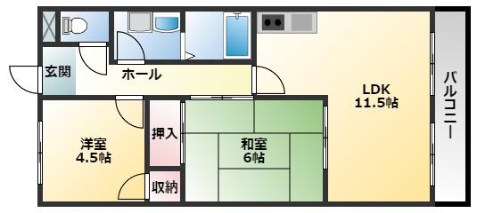 ドリーム松村弐番館(2LDK/7階)の間取り写真