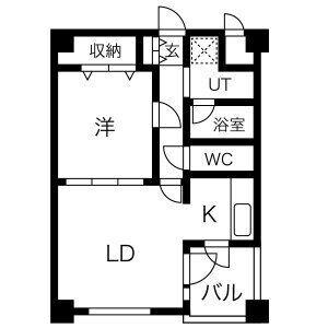 ブルーム・はなみずき(1LDK/3階)の間取り写真