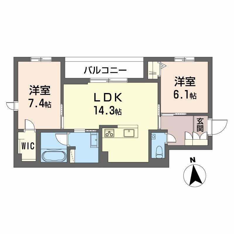 輝 阪南町(2LDK/2階)の間取り写真