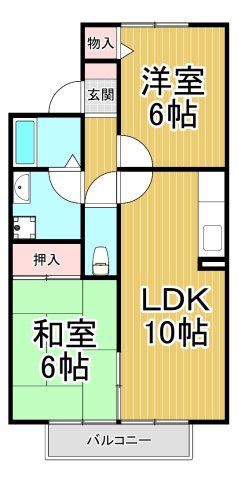 ネオフォレスト昆陽池(2LDK/2階)の間取り写真