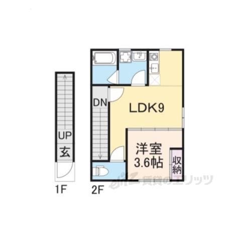 LAND桂(1LDK/2階)の間取り写真
