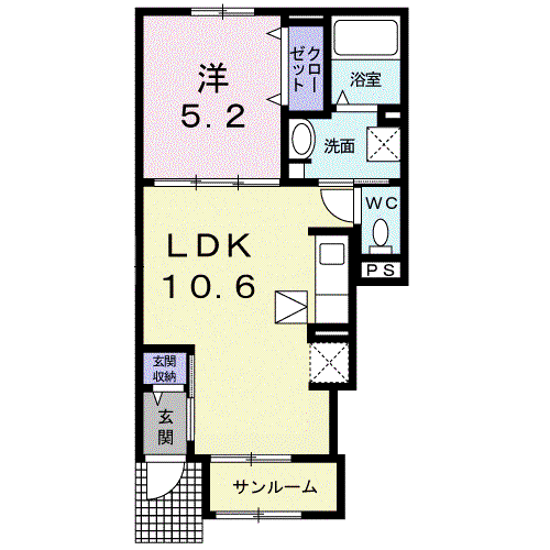フロンティア・コート(1LDK/1階)の間取り写真
