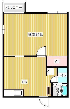 リクラス八楠C(1DK/2階)の間取り写真