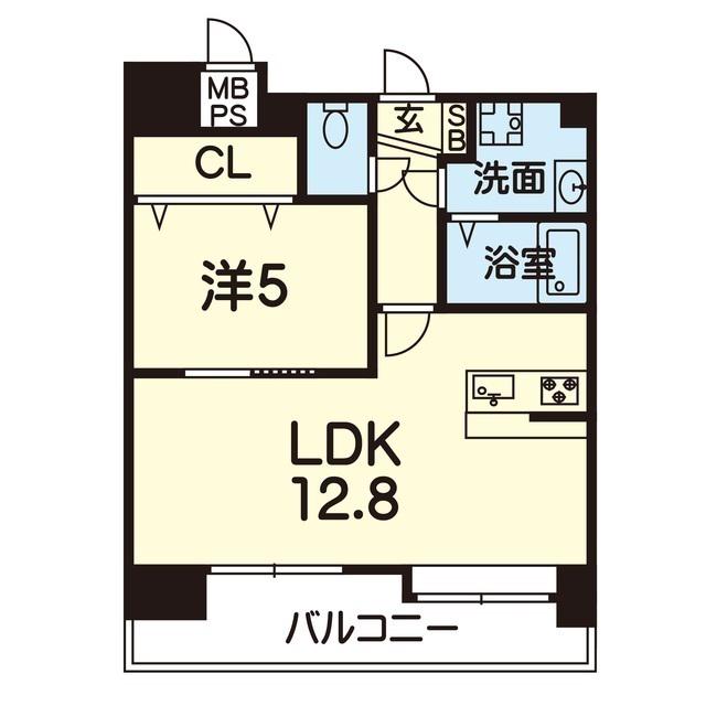 シャローム白川(1LDK/6階)の間取り写真