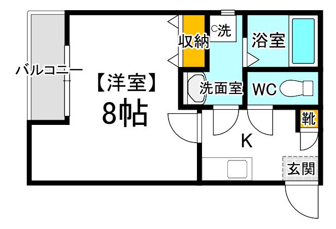 クレフラスト十日市東町(1K/1階)の間取り写真