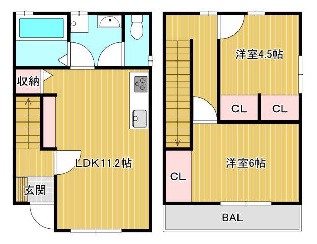サウスハイツII(2LDK/1階)の間取り写真
