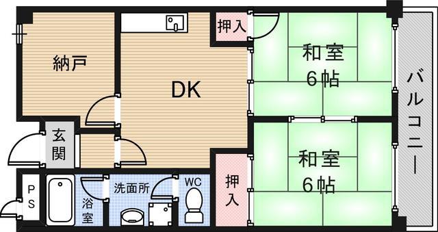 恒信ハイツ(3DK/6階)の間取り写真