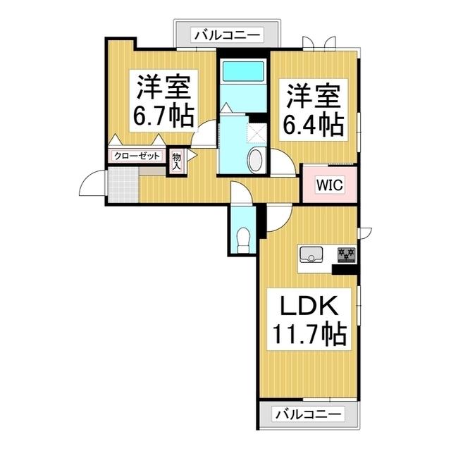 ル・プレジール(2LDK/3階)の間取り写真