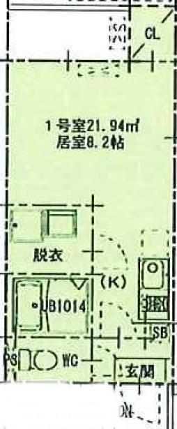 グローリー庄内緑地(ワンルーム/2階)の間取り写真