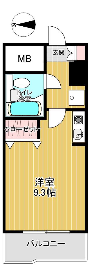 ライオンズマンション上杉二丁目(ワンルーム/3階)の間取り写真