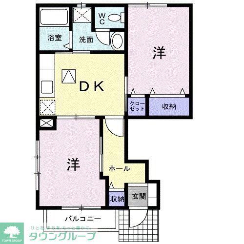 ヴィラーフロレスタ(2DK/1階)の間取り写真