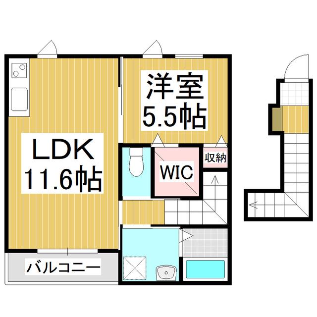 リガシー上松(1LDK/2階)の間取り写真