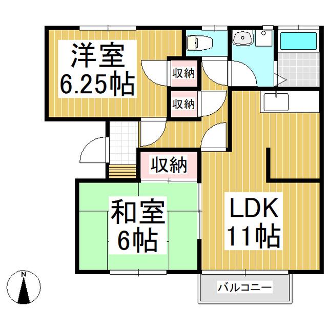 レジデンス(2LDK/2階)の間取り写真