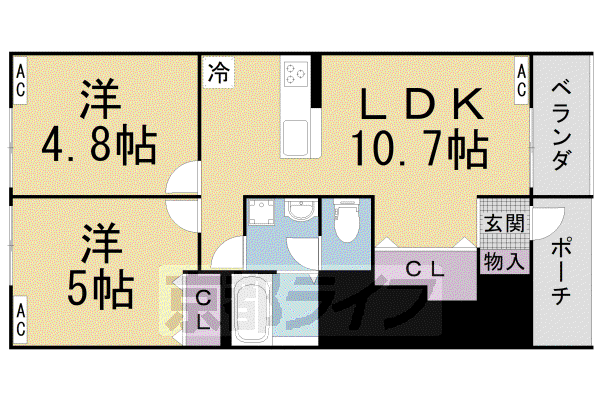 グランアヴニール(2LDK/1階)の間取り写真