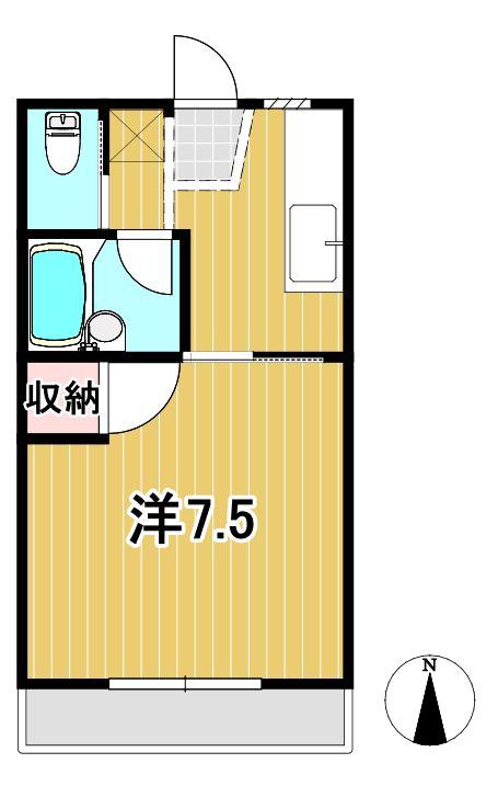 天神荘(1K/2階)の間取り写真