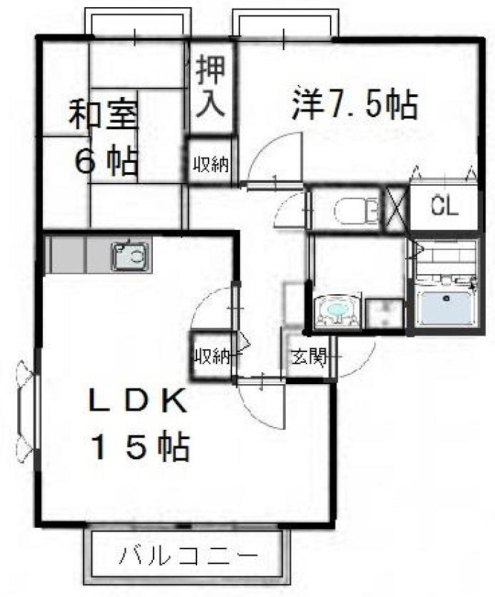 ハートガーデン神戸(2LDK/1階)の間取り写真