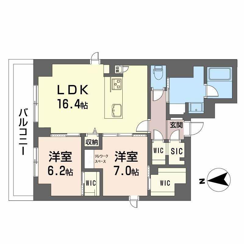 プリマドーレ昭和町(2LDK/8階)の間取り写真