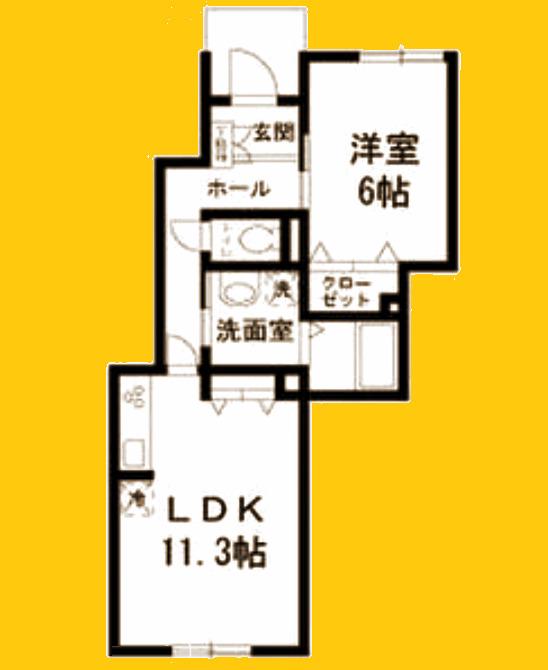 VILLETTA(1LDK/1階)の間取り写真