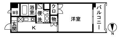 ブレクレール湘南(1K/3階)の間取り写真