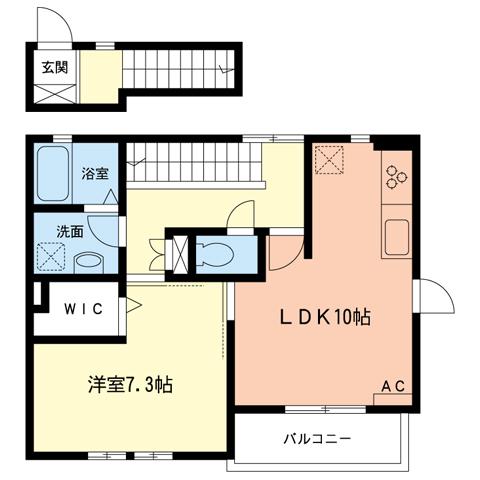 サニーパレス(1LDK/2階)の間取り写真