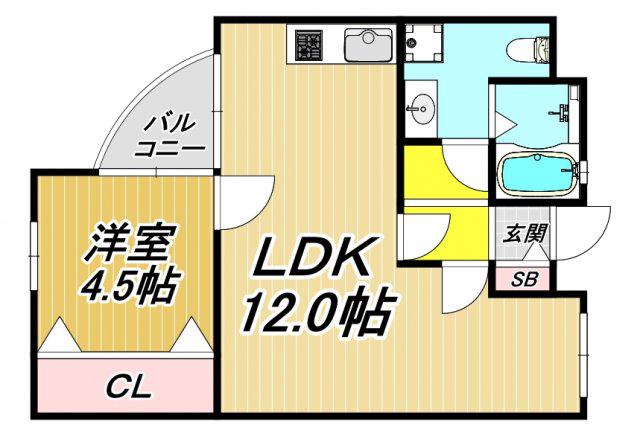 武庫之荘フレックスIII(1LDK/2階)の間取り写真