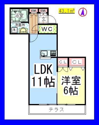 AF メゾンヒカリ(1LDK/1階)の間取り写真