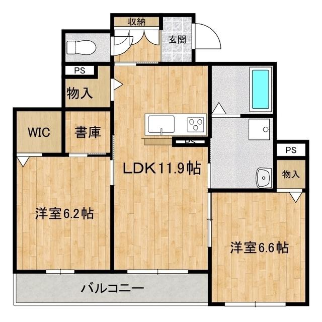 アレスリーベ陣場(2LDK/3階)の間取り写真