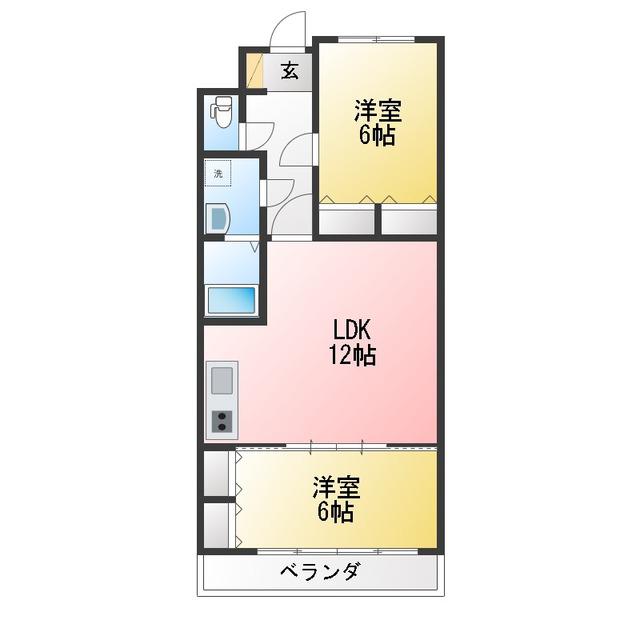 グリーンベール峰(2LDK/2階)の間取り写真