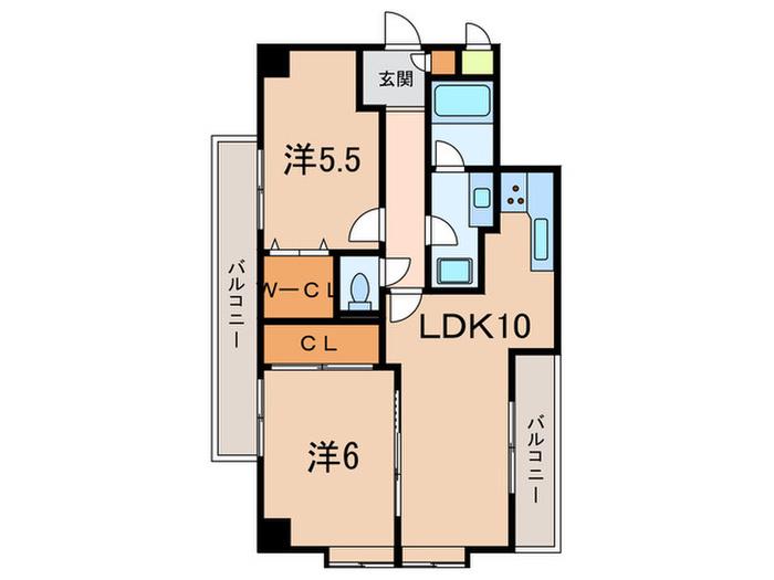 アルカンシェル岡本(2LDK/4階)の間取り写真