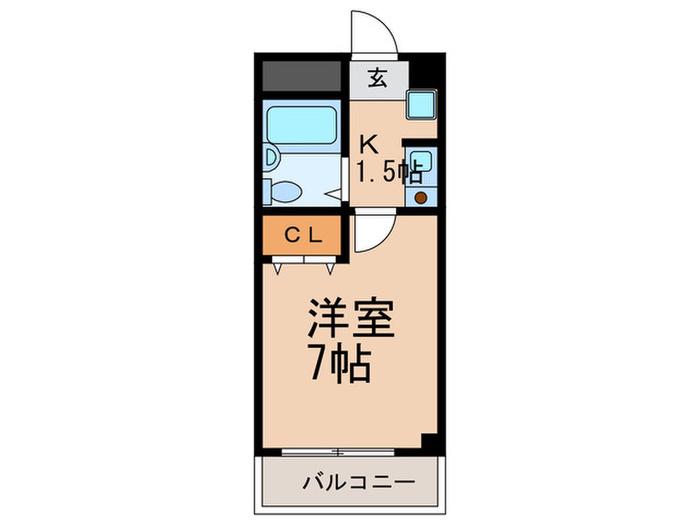 インペリアル六甲道(1K/2階)の間取り写真