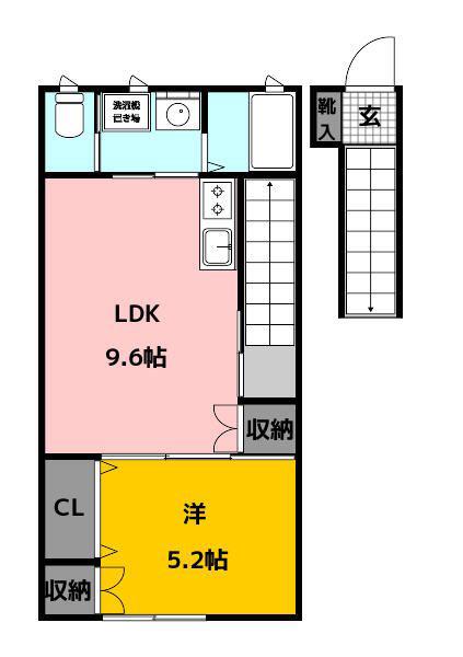 グランディール朽網(1LDK/2階)の間取り写真