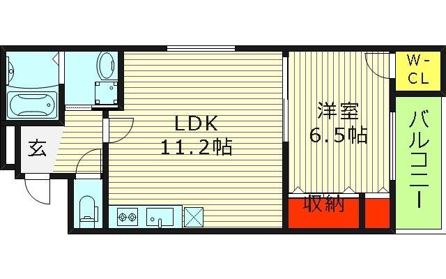 フジパレス恵比寿(1LDK/3階)の間取り写真
