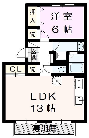 レストハイツ旭A棟(1LDK/2階)の間取り写真