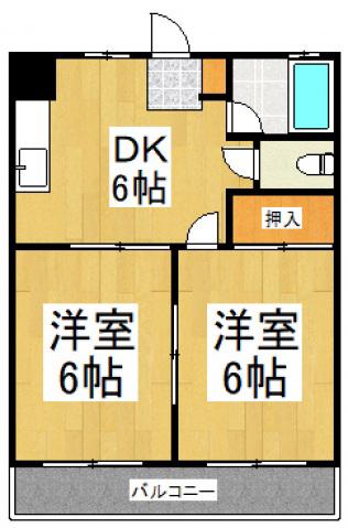 コーポ嶋田1(2DK/1階)の間取り写真