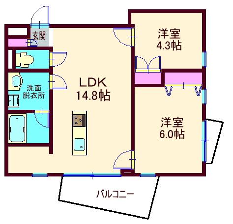 リラドエテ(2LDK/2階)の間取り写真