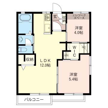 ハイツ吉川B(2LDK/2階)の間取り写真