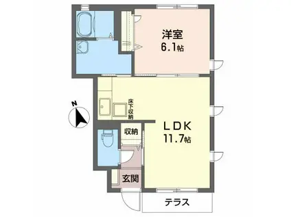 ディアスモダン明石台I(1LDK/1階)の間取り写真