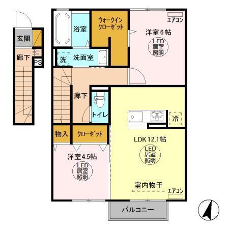 コーポファミーユ M(2LDK/2階)の間取り写真