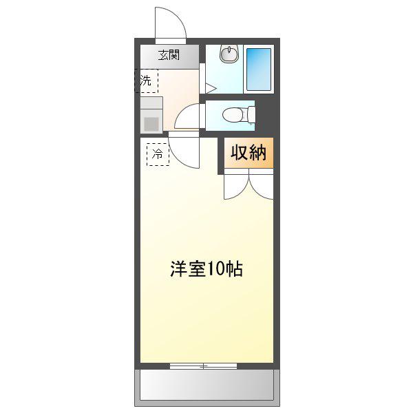 はませんB(1K/1階)の間取り写真