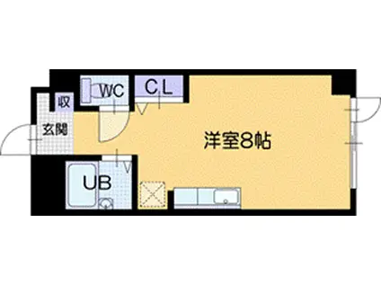 DERA2(ワンルーム/3階)の間取り写真