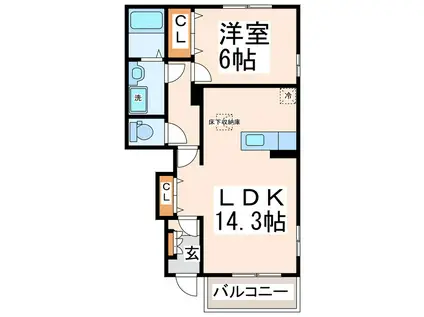 メゾン・ジェルメIIIIIIIV(1LDK/1階)の間取り写真