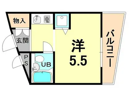 フローレンス夙川(ワンルーム/3階)の間取り写真