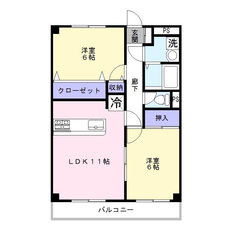 サンモール芝山(2LDK/3階)の間取り写真