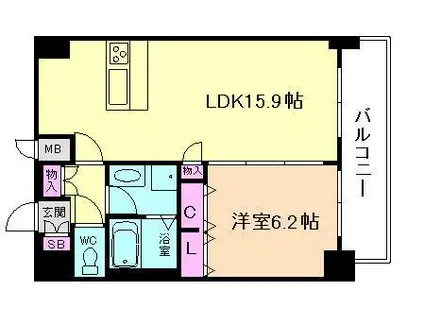 プレサンス新大阪クレスタ(1LDK/13階)の間取り写真
