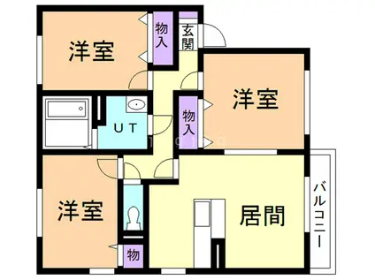 リビングタウン飯岡新田IID棟(3LDK/1階)の間取り写真