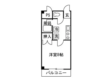 ウイング上田原(1K/2階)の間取り写真