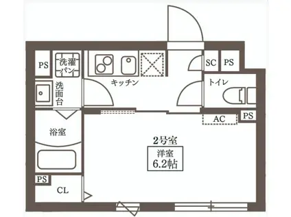 プラティーク代々木 PRATIQUE YOYOGI(1K/3階)の間取り写真