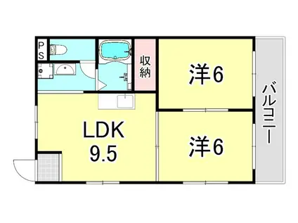 ホーク武庫之荘(2LDK/3階)の間取り写真