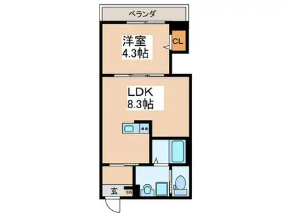ROBOT HOMEお花茶屋II(1LDK/1階)の間取り写真