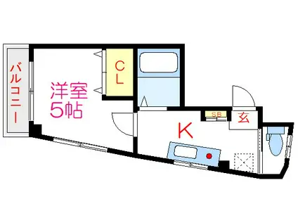 柳澤ハイツII(1K/2階)の間取り写真